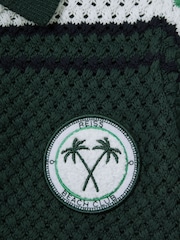 Reiss Dark Green Stark 13-14 yrs Textured Cotton Half-Zip Polo Shirt - Image 4 of 4