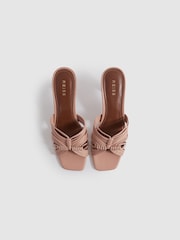 Reiss Blush Harriet Leather Knot Detail Mules - Image 3 of 5