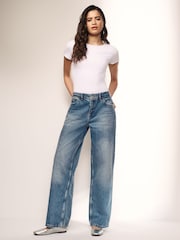 Dark Blue Baggy Wide Leg Jeans - Image 1 of 6