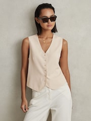 Reiss Cream Petra Single Breasted Waistcoat - Image 1 of 6