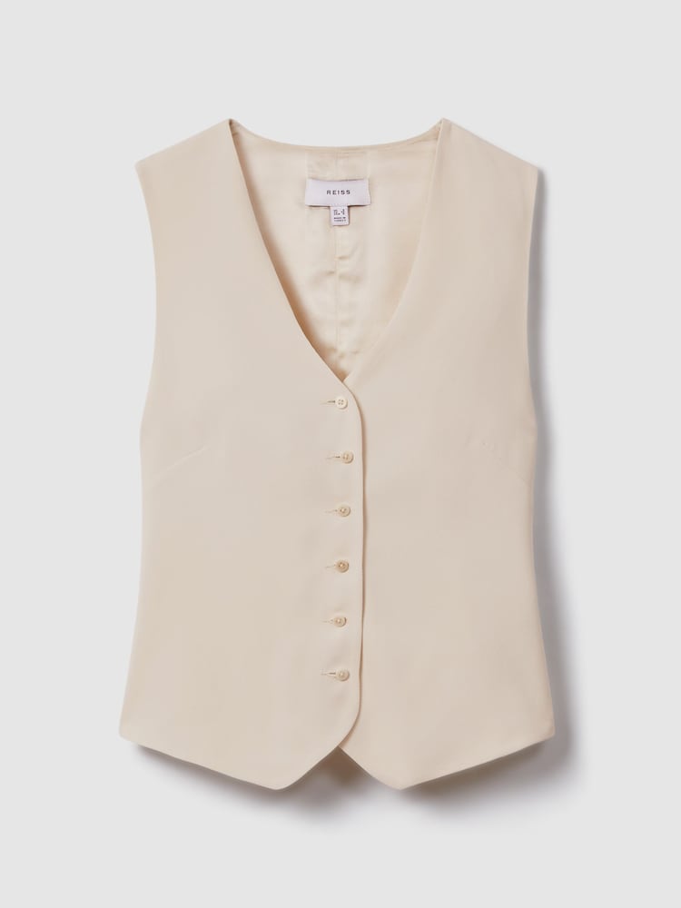 Reiss Cream Petra Single Breasted Waistcoat - Image 2 of 6