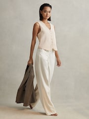 Reiss Cream Petra Single Breasted Waistcoat - Image 3 of 6