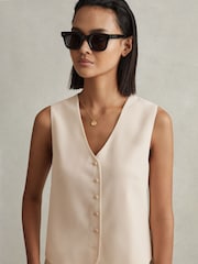 Reiss Cream Petra Single Breasted Waistcoat - Image 4 of 6