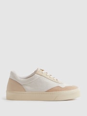Reiss Natural Asha Canvas Leather Chunky Trainers - Image 1 of 6