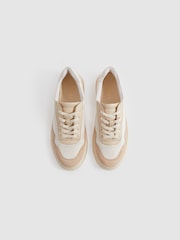 Reiss Natural Asha Canvas Leather Chunky Trainers - Image 3 of 6