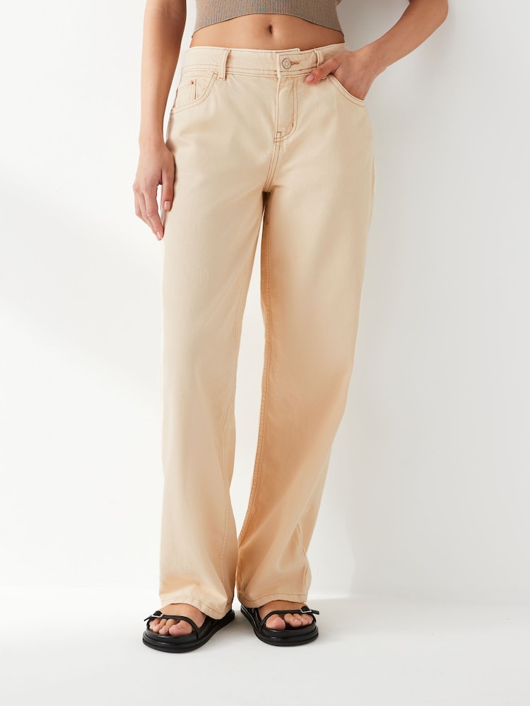 Ecru White Baggy Wide Leg Jeans - Image 1 of 5