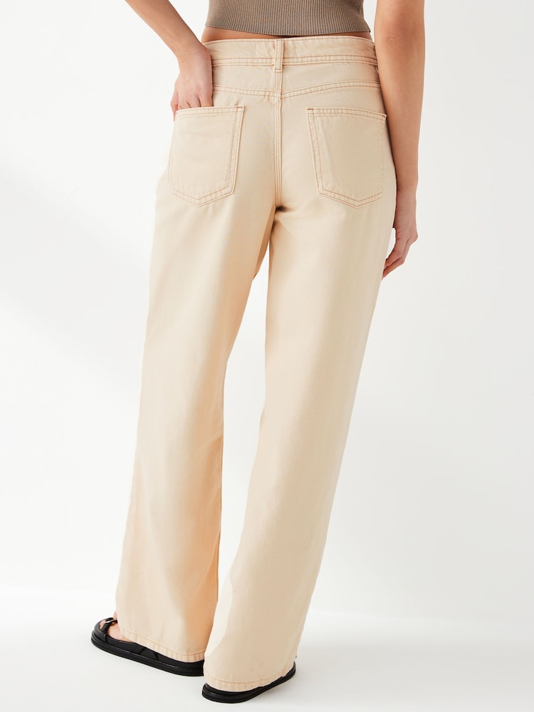Ecru White Baggy Wide Leg Jeans - Image 2 of 5