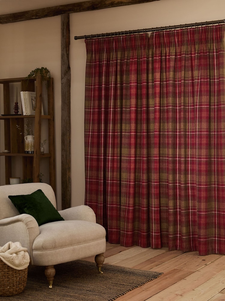 Highland Check Lined Pencil Pleat Curtains - Imagen 2 de 4