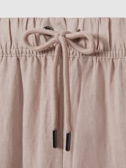 Reiss Dusty Pink Cleo Garment Dyed Wide Leg 100% Linen Trousers - Image 6 of 6