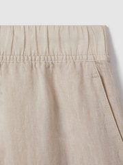 Reiss Oatmeal Cleo Garment Dyed Wide Leg 100% Linen Trousers - Image 6 of 6