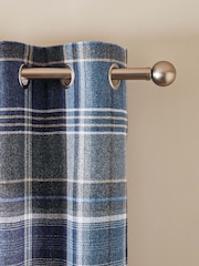 Blue Brushed Check Super Thermal Eyelet Curtains - Image 1 of 6