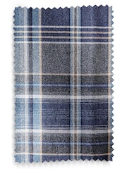 Blue Brushed Check Super Thermal Eyelet Curtains - Image 5 of 6