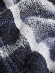 Blue Check Statement Pattern Button Front Knitted Cardigan - Image 7 of 7
