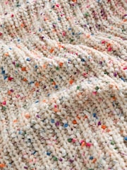 Ecru Cream Multicolour Neppy Button Through V-Neck Chunky Knitted Cardigan - Image 8 of 8