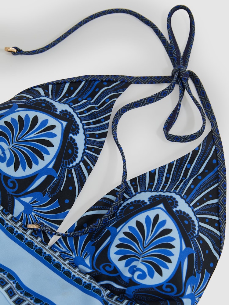 Reiss Blue Oe Monica Halterneck Printed Swimsuit - Image 6 of 6