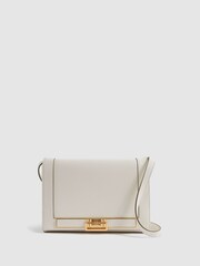 Reiss Off White Kora Soft Leather Crossbody Bag - Image 1 of 5