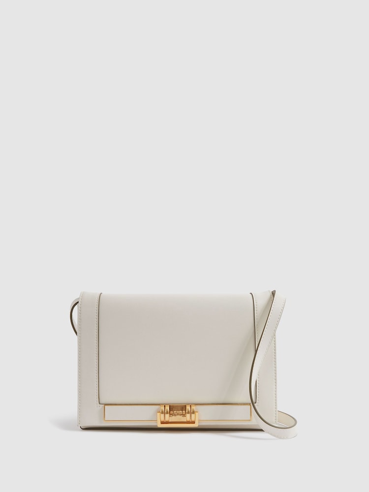 Reiss Off White Kora Soft Leather Crossbody Bag - Image 1 of 5