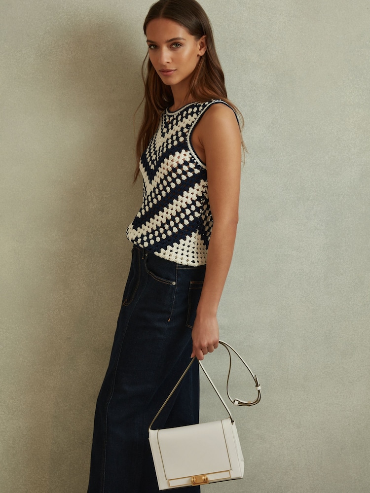 Reiss Off White Kora Soft Leather Crossbody Bag - Image 2 of 5