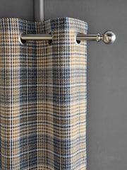 Cortinas forradas com ilhós de xadrez em tecido Dogtooth - Imagem 1 de 4