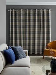 Cortinas forradas com ilhós de xadrez em tecido Dogtooth - Imagem 3 de 4