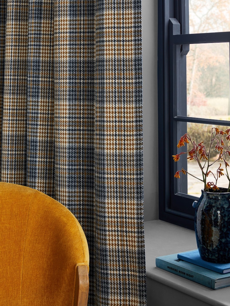 Cortinas forradas com ilhós de xadrez em tecido Dogtooth - Imagem 4 de 4