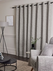 Grey Textured Maze Jacquard Eyelet Lined Curtains - Image 3 of 5