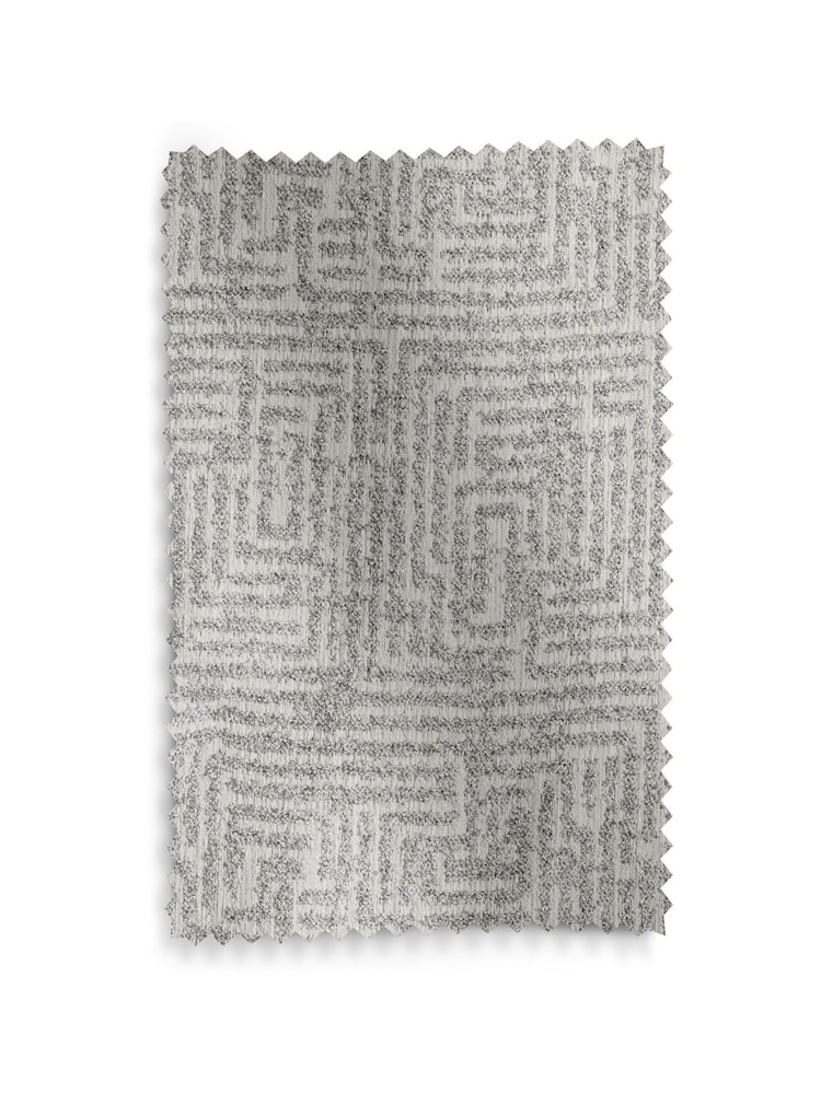 Grey Textured Maze Jacquard Eyelet Lined Curtains - Image 5 of 5