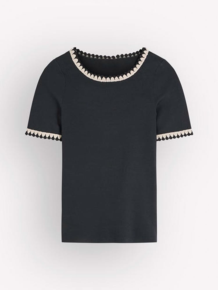Boden Black Maddie Trim Detail T-Shirt - Image 5 of 5 Boden Black Maddie Trim Detail T-Shirt - Image 5 of 5