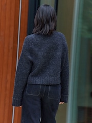 Rochelle Humes Grey Soft Touch Button Up Pocket Knitted Cardigan - Image 2 of 6