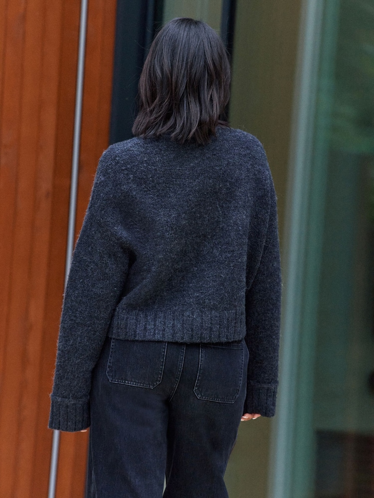 Rochelle Humes Grey Soft Touch Button Up Pocket Knitted Cardigan - Image 2 of 6