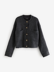 Rochelle Humes Grey Soft Touch Button Up Pocket Knitted Cardigan - Image 5 of 6