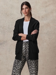 črna - Soft Touch Cosy Knit Longline pletena jopa - Slika 1 iz 8