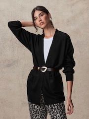 črna - Soft Touch Cosy Knit Longline pletena jopa - Slika 3 iz 8
