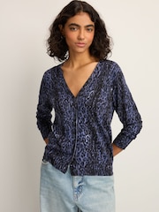 Modra majica Animal - Soft Touch Button Up pletena pletena jopa - Slika 1 iz 7
