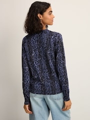Modra majica Animal - Soft Touch Button Up pletena pletena jopa - Slika 2 iz 7
