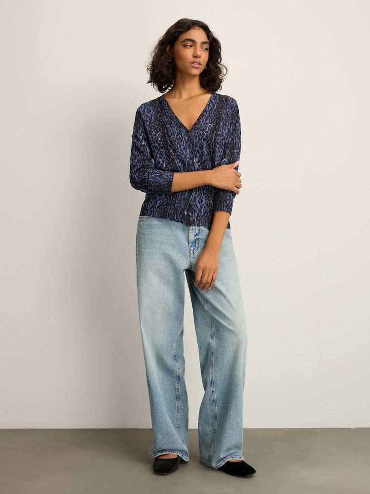 Blue Animal Soft Touch Button Up Knitted Cardigan - Image 2 of 11
