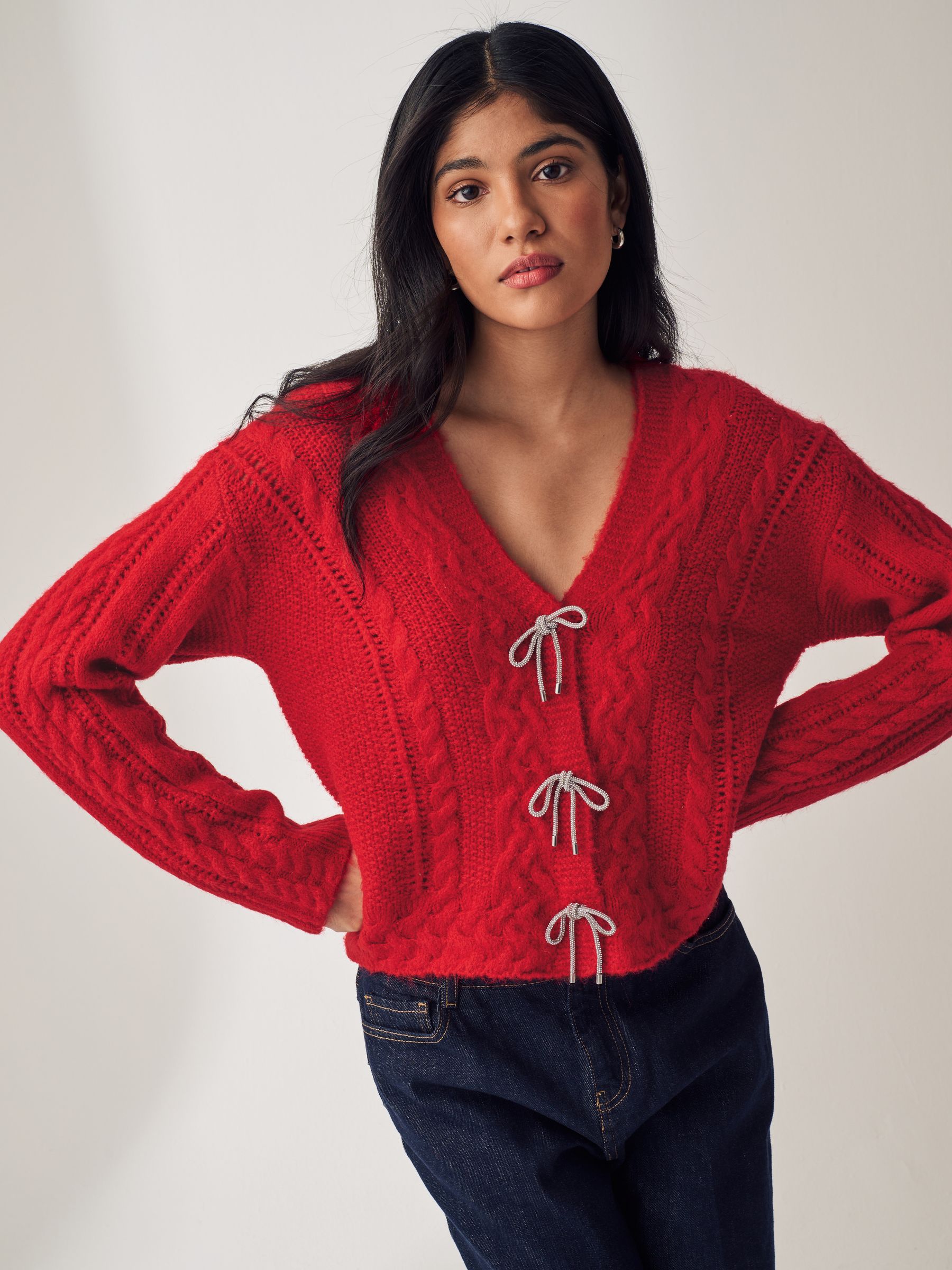 Red sparkle cardigan new arrivals