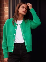 Živo zelena - Knitted Bomber jakna; suknjič pletena jopa - Slika 1 iz 8