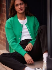 Živo zelena - Knitted Bomber jakna; suknjič pletena jopa - Slika 2 iz 8