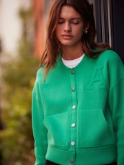 Živo zelena - Knitted Bomber jakna; suknjič pletena jopa - Slika 3 iz 8