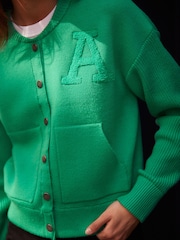 Živo zelena - Knitted Bomber jakna; suknjič pletena jopa - Slika 5 iz 8