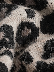 Neutral Brown Leopard Animal Soft Touch Button Up Pocket Knitted Cardigan - Image 5 of 6