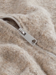 Neutral Zip Up Sleeveless Textured Knitted Gilet Vest Jacket - Image 7 of 7