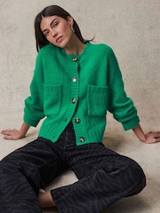 Bright Green Soft Touch Button Up Pocket Knitted Cardigan - Image 1 of 8