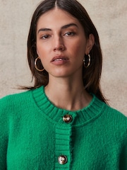 Bright Green Soft Touch Button Up Pocket Knitted Cardigan - Image 5 of 8