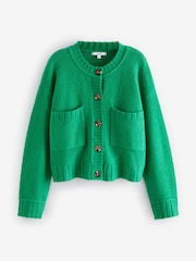Bright Green Soft Touch Button Up Pocket Knitted Cardigan - Image 7 of 8