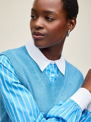 Blue Shirt Layer 100% Cotton Knitted Jumper Vest Tank Top - Image 5 of 7
