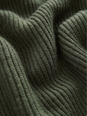Verde kaki - Rochie pulover tricotată midi cu mânecă lungă și decolteu în V - Image 7 of 7