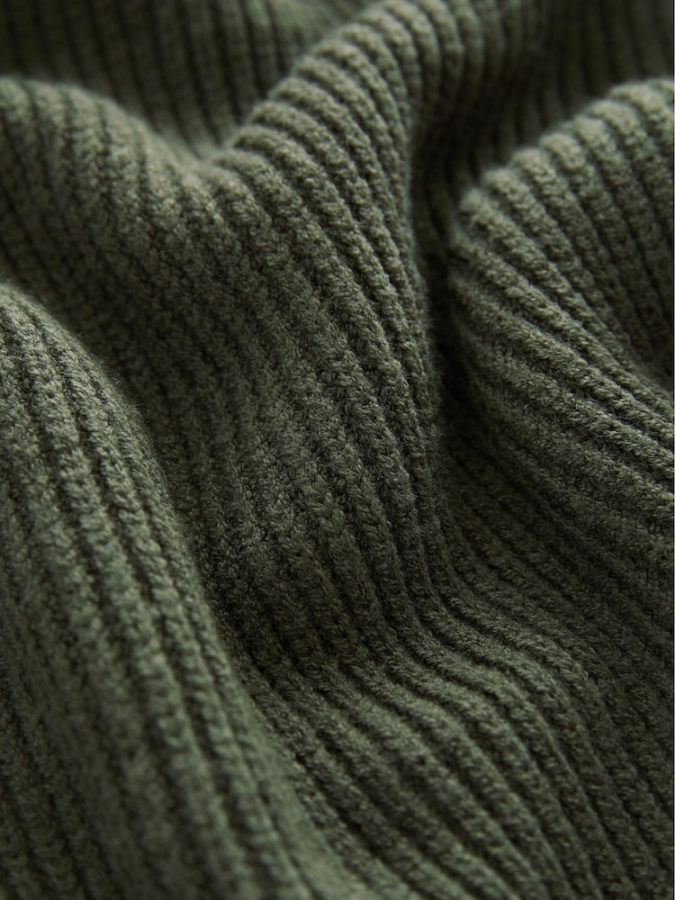 Verde kaki - Rochie pulover tricotată midi cu mânecă lungă și decolteu în V - Image 7 of 7