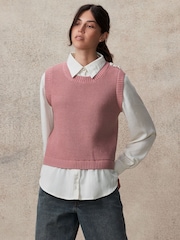 Blush Pink Gem Button Shirt Layer Jumper - Image 3 of 8